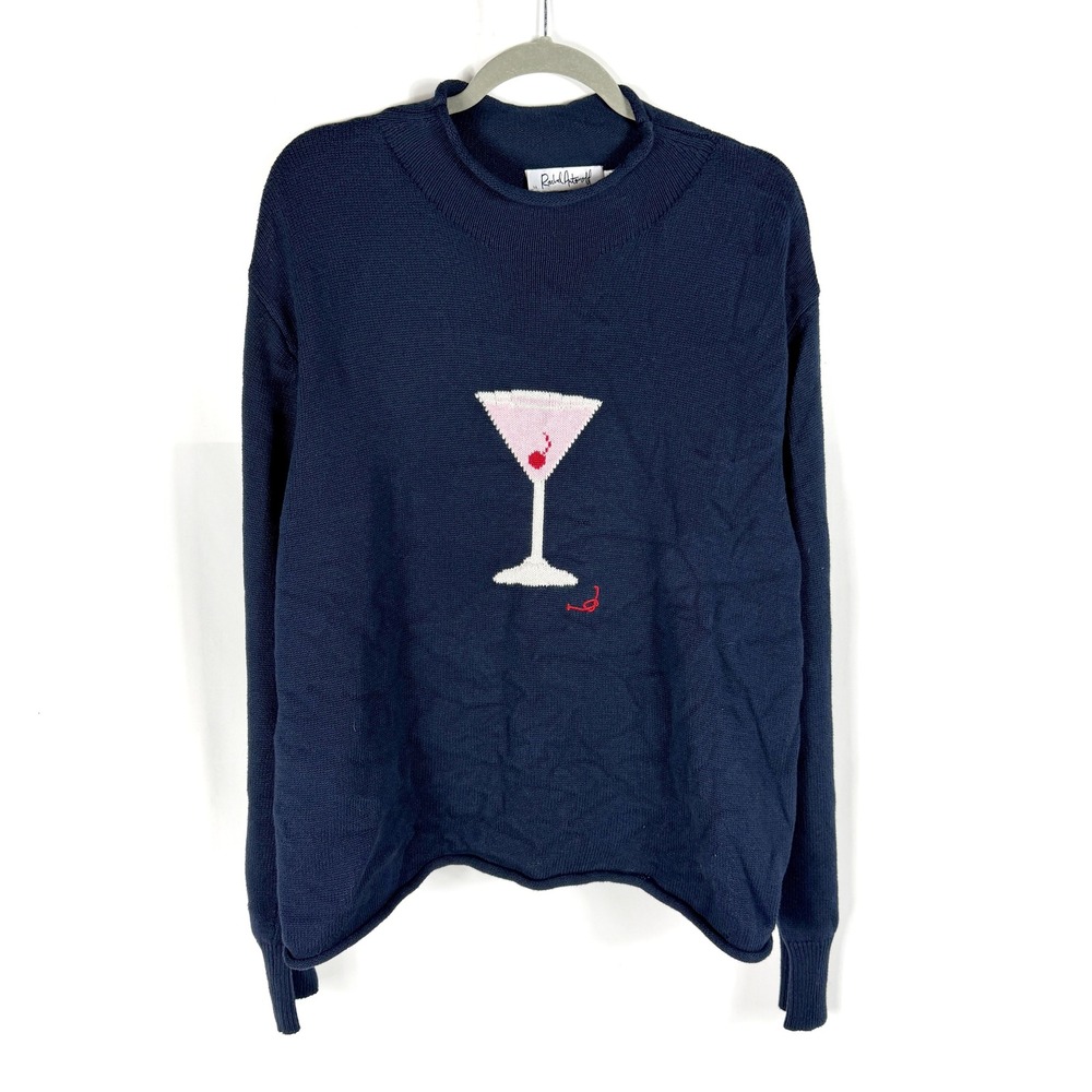 Rachel Antonoff Cosmo Sweater Navy Blue Cotton Cashmere Pullover Womens Sz XXL - Picture 4 of 11